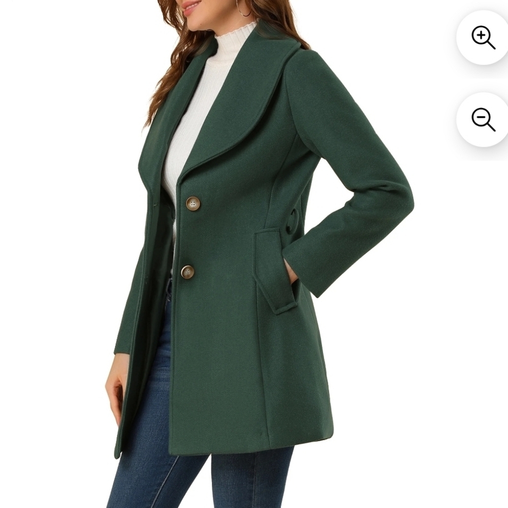 Allegra Women's Turn Down Collar 3 Button Trench Coat Size Large Green PTP20"